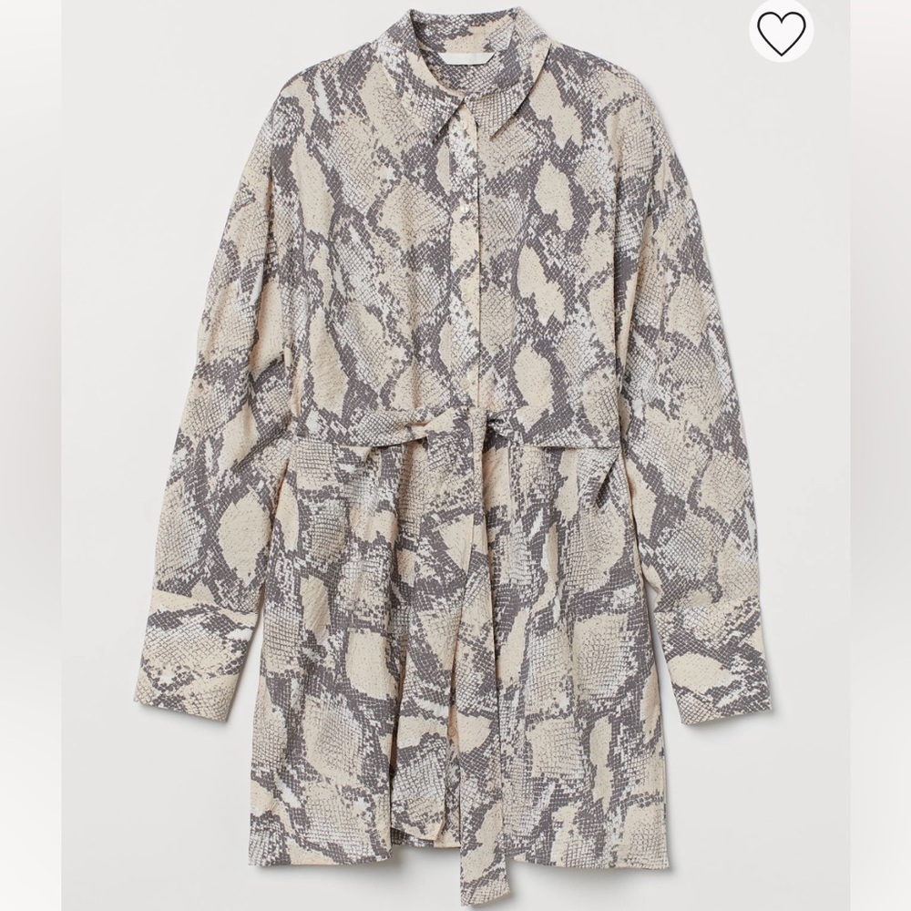 Snakeskin Print Long Tie Blouse